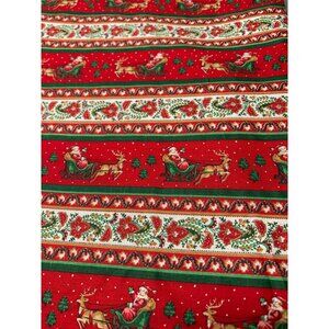 Vintage Cranston Print Works Santa & Reindeer Christmas Fabric 1 7/8  yard x 44"